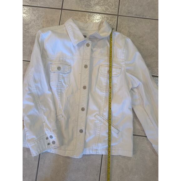 J. Jill White Stretch Denim Jacket Sz XL Snap Up Classic Style - Picture 5 of 5